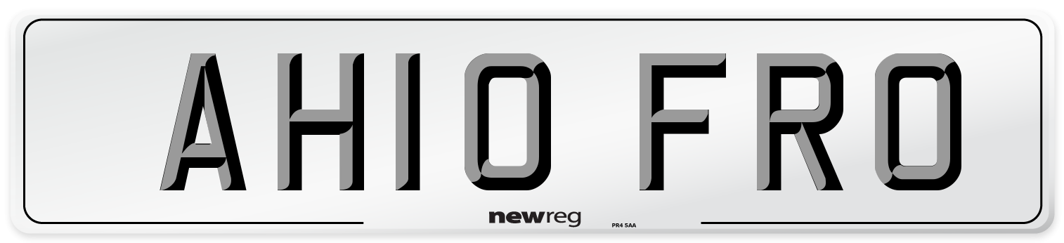 AH10 FRO Number Plate from New Reg